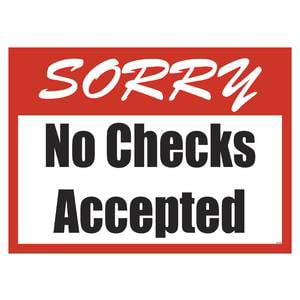 Pack of 2 SorryNo Checks Accepted Sign 